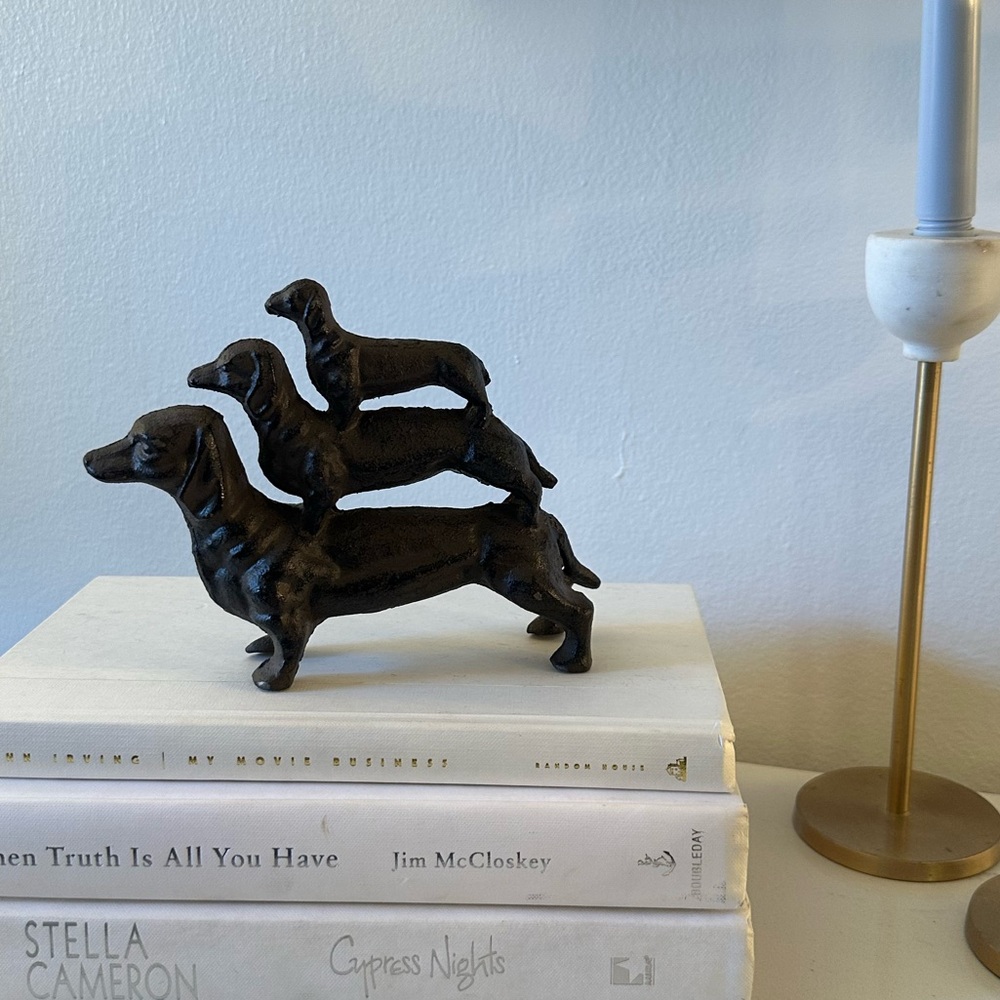 Cast Iron Dachshund Trio Sculpture